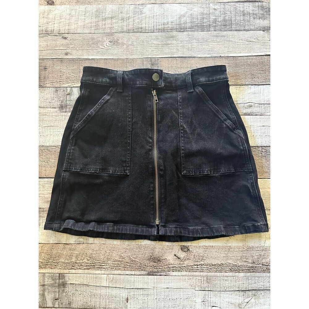 Madewell Denim Utility Zip Skirt in Black Frost | Size 26